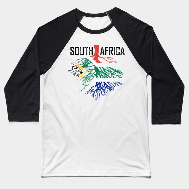 South Africa Roots South African Flag Gift Baseball T-Shirt by BraaiNinja